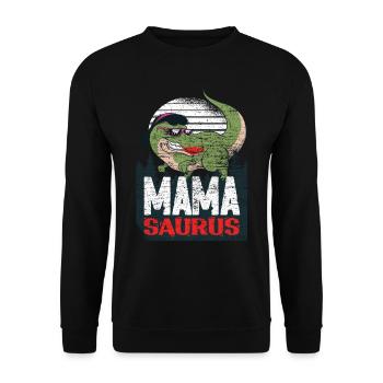 Dinosaur Mamasaurus Mama Saurus - Unisex Sweatshirt - black - Front - Alina (178cm) & Michal (187cm)
