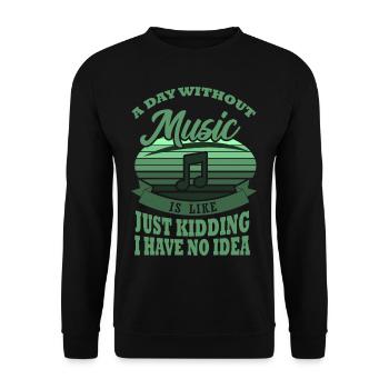 MUSIKER Geschenk Schlagzeug für Schlagzeuger SORRY - Unisex Pullover - Schwarz - Vorne - Alina (178cm) & Michal (187cm)