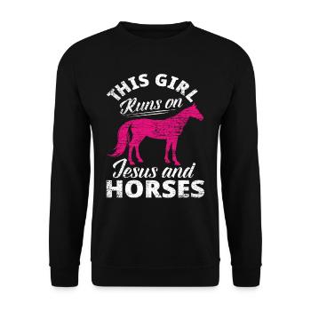 Cadeau de femme chrétienne chrétienne cheval - Sweat-shirt Unisexe - noir - Devant - Alina (178cm) & Michal (187cm)