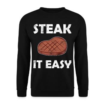 Steak it Easy - funny saying grilling - Unisex Sweatshirt - black - Front - Alina (178cm) & Michal (187cm)