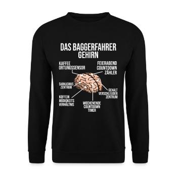 Baggerfahrer Gehirn Bagger Baggerführer Baustellen - Unisex Pullover - Schwarz - Vorne - Alina (178cm) & Michal (187cm)