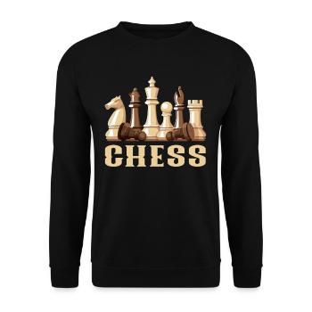 Schach - Unisex Pullover - Schwarz - Vorne - Alina (178cm) & Michal (187cm)