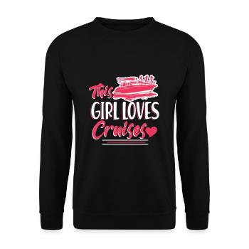 This Girl Loves Cruises - Boat Ride Party Vacation - Unisex Sweatshirt - black - Front - Alina (178cm) & Michal (187cm)