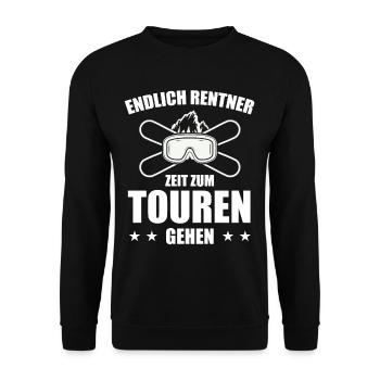 Endlich Rentner Zeit zum Touren Gehen Skitour - Unisex Pullover - Schwarz - Vorne - Alina (178cm) & Michal (187cm)