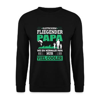 Gleitschirm fliegender Papa Paragleiter Vatertag - Unisex Pullover - Schwarz - Vorne - Alina (178cm) & Michal (187cm)