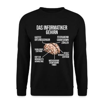 Informatiker Gehirn Geschenk Programmierer - Unisex Pullover - Schwarz - Vorne - Alina (178cm) & Michal (187cm)