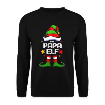 Elfe Elf Weihnachtsgeschenk Vater Papa - Unisex Pullover - Schwarz - Vorne - Alina (178cm) & Michal (187cm)