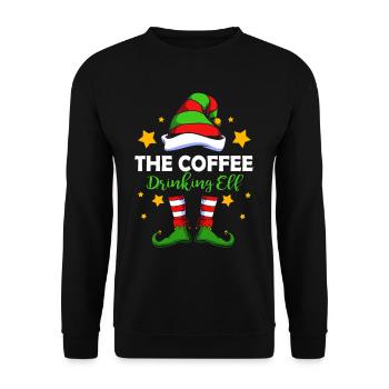 Elf Elf Christmas Gift Coffee - Unisex Sweatshirt - black - Front - Alina (178cm) & Michal (187cm)