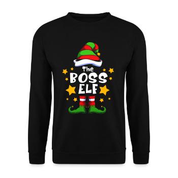Elf Elf Christmas present Boss - Unisex Sweatshirt - black - Front - Alina (178cm) & Michal (187cm)