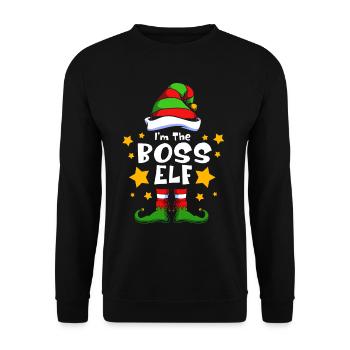 Elf Elf Christmas present Boss - Unisex Sweatshirt - black - Front - Alina (178cm) & Michal (187cm)