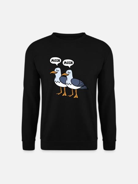 Moin Moin Möwen Ostsee Nordsee Plattdeutsch - Unisex Pullover - Schwarz