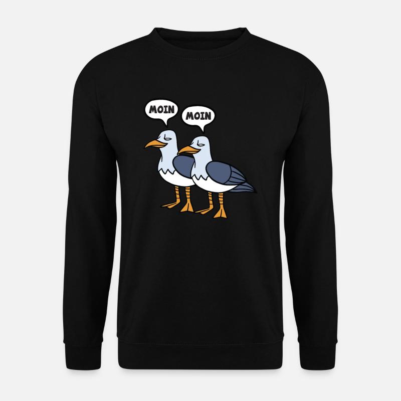 Moin Moin Möwen Ostsee Nordsee Plattdeutsch - Unisex Pullover - Schwarz
