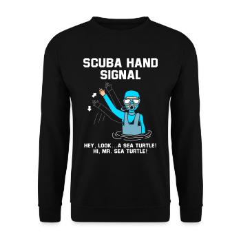 Diver Hand sign Scuba Diving - Unisex Sweatshirt - black - Front - Alina (178cm) & Michal (187cm)