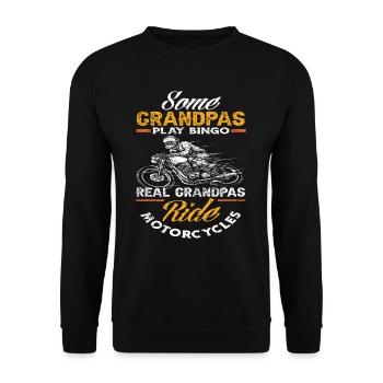 Motorrad Opa - Unisex Pullover - Schwarz - Vorne - Alina (178cm) & Michal (187cm)