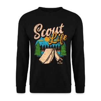 Boy Scout Forest Camping Gift - Unisex Sweatshirt - black - Front - Alina (178cm) & Michal (187cm)