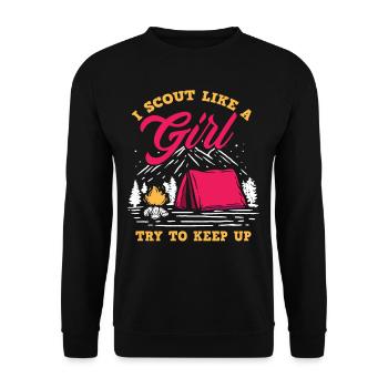 Girl Scout Camping Campfire - Unisex Sweatshirt - black - Front - Alina (178cm) & Michal (187cm)