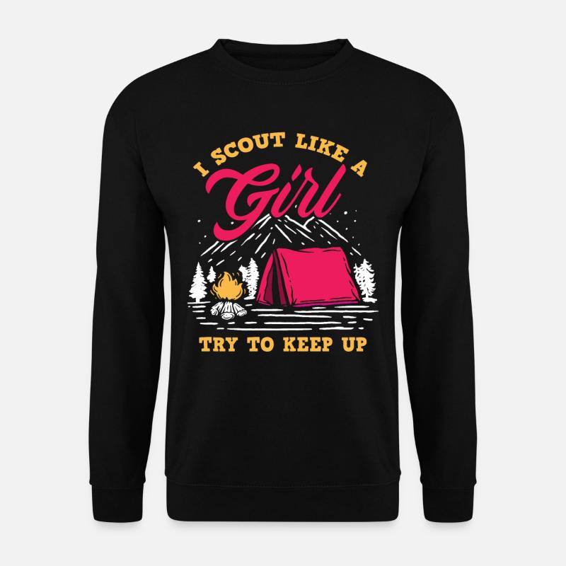 Girl Scout Camping Campfire - Unisex Sweatshirt - black