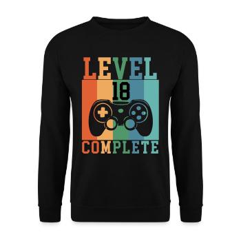 Birthday Level 18 complete gaming - Unisex Sweatshirt - black - Front - Alina (178cm) & Michal (187cm)