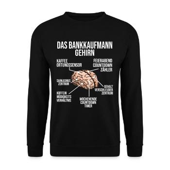 Bankkaufmann Gehirn Bank-Kaufmann Banker - Unisex Pullover - Schwarz - Vorne - Alina (178cm) & Michal (187cm)