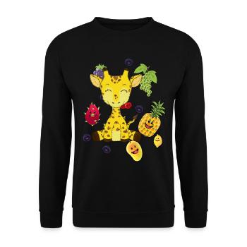 Giraffe, fruit, fruits, snacking, vitamins, wild animals - Unisex Sweatshirt - black - Front - Alina (178cm) & Michal (187cm)