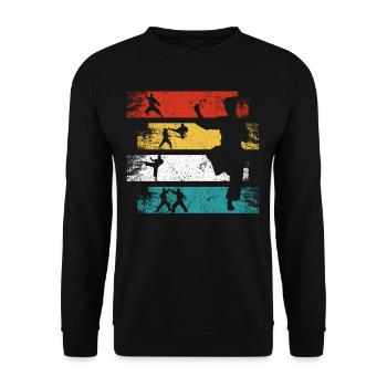 Vintage Judo Karaté Arts Martiaux Rétro Judoka - Sweat-shirt Unisexe - noir - Devant - Alina (178cm) & Michal (187cm)