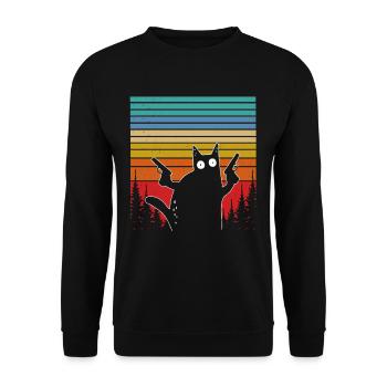Sagittarius cat retro cat sunset cats - Unisex Sweatshirt - black - Front - Alina (178cm) & Michal (187cm)