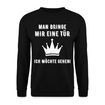 Man bringe mir eine Tür Ich möchte gehen - Unisex Pullover - Schwarz - Vorne - Alina (178cm) & Michal (187cm)