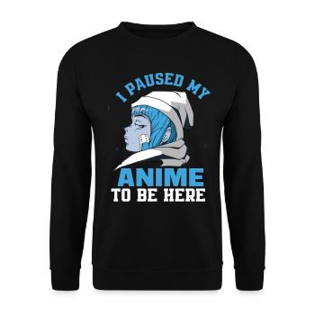 Anime j'ai mis mon anime en pause - Sweat-shirt Unisexe - noir - Devant - Alina (178cm) & Michal (187cm)