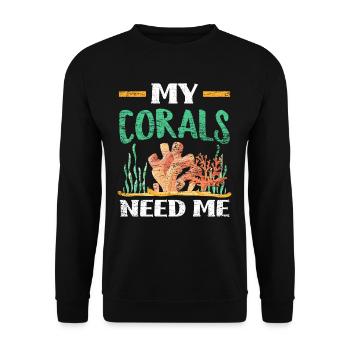Aquarium Korallen - Unisex Pullover - Schwarz - Vorne - Alina (178cm) & Michal (187cm)