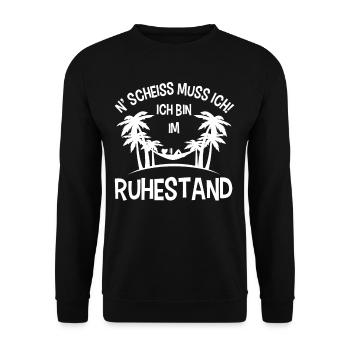 Ich bin im Ruhestand N' Scheiss muss ich Rentner - Unisex Pullover - Schwarz - Vorne - Alina (178cm) & Michal (187cm)
