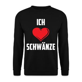 Ich liebe Schwänze Penis Schwanz Erotik Swinger - Unisex Pullover - Schwarz - Vorne - Alina (178cm) & Michal (187cm)