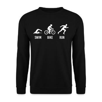 Swim Bike Run Triathlet Triathlon - Unisex Pullover - Schwarz - Vorne - Alina (178cm) & Michal (187cm)