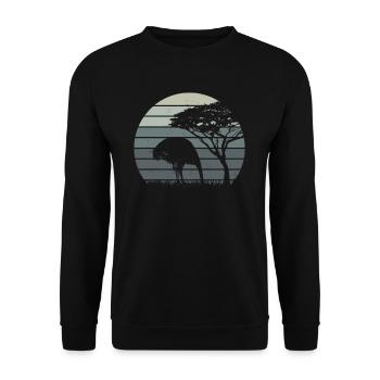 Vogel Strauß Kopf in den Sand Retro Vintage - Unisex Pullover - Schwarz - Vorne - Alina (178cm) & Michal (187cm)