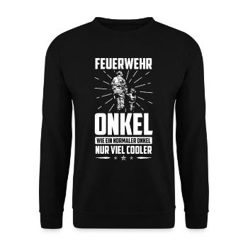 Feuerwehrmann Onkel Spruch Feuerwehr Onkel - Unisex Pullover - Schwarz - Vorne - Alina (178cm) & Michal (187cm)