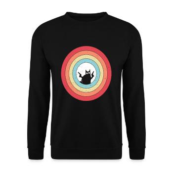 Pew Pew Cat Crazy Cat Funny - Unisex Pullover - Schwarz - Vorne - Alina (178cm) & Michal (187cm)