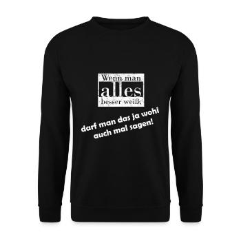 wenn man alles besser weiß klugscheißer prinzessin - Unisex Pullover - Schwarz - Vorne - Alina (178cm) & Michal (187cm)