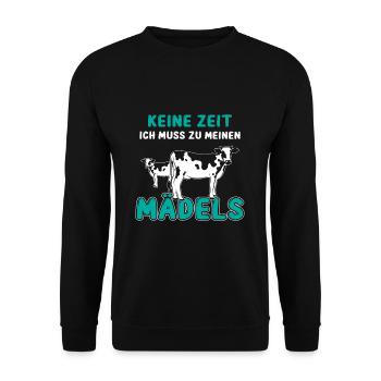 Keine Zeit Ich Muss Zu Meinen Mädels Kühe Kuh - Unisex Pullover - Schwarz - Vorne - Alina (178cm) & Michal (187cm)
