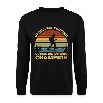 Uphill Ski Touring Telemark Social Distancing - Unisex Sweatshirt - black - Front - Alina (178cm) & Michal (187cm)