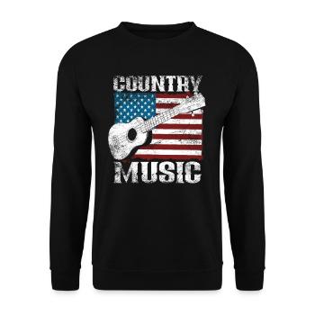 Country Musique drapeau américain guitare - Sweat-shirt Unisexe - noir - Devant - Alina (178cm) & Michal (187cm)