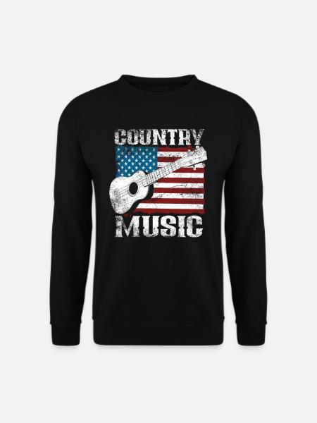Country Musik Amerikanische Flagge Gitarre - Unisex Pullover - Schwarz