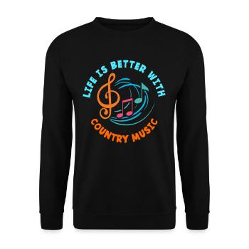 La vie est meilleure avec la musique country - Sweat-shirt Unisexe - noir - Devant - Alina (178cm) & Michal (187cm)