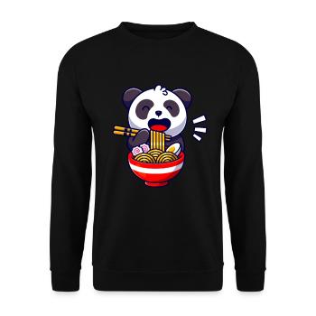 L'ours panda mignon mange une soupe de nouilles ramen - Sweat-shirt Unisexe - noir - Devant - Alina (178cm) & Michal (187cm)