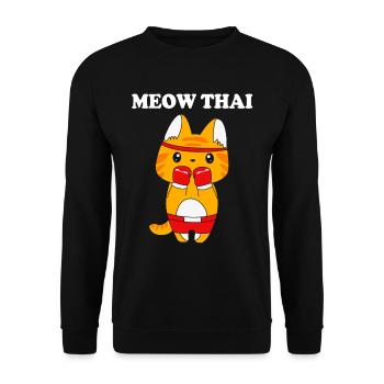 Muay Thai Katze - Unisex Pullover - Schwarz - Vorne - Alina (178cm) & Michal (187cm)