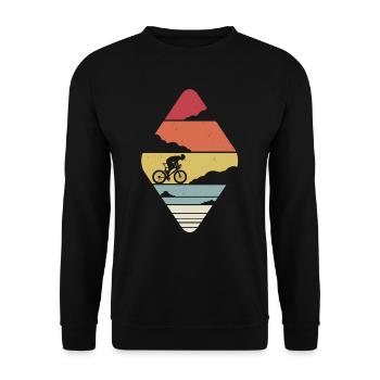 Vintage Rennrad Retro Sunset Rennradfahrer Fahrrad - Unisex Pullover - Schwarz - Vorne - Alina (178cm) & Michal (187cm)