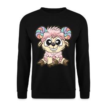 Widder Sternzeichen Pastel Horoskop - Unisex Pullover - Schwarz - Vorne - Alina (178cm) & Michal (187cm)