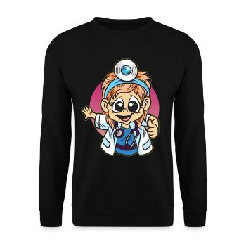 Kinder Arzt Junge Kinderarzt - Unisex Pullover - Schwarz - Vorne - Alina (178cm) & Michal (187cm)