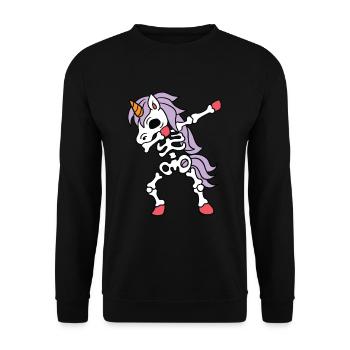 Dabbing Unicorn Skeleton Halloween Skeleton Unicorn - Sweat-shirt Unisexe - noir - Devant - Alina (178cm) & Michal (187cm)