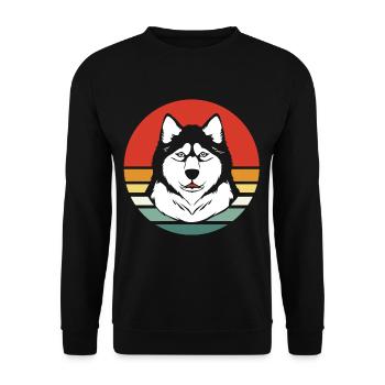 Malamute Schlittenhund - Unisex Pullover - Schwarz - Vorne - Alina (178cm) & Michal (187cm)