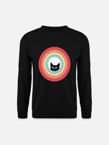 Katze Shirt Jahrgang Cat T-Shirt Retro Katzen - Unisex Pullover - Schwarz