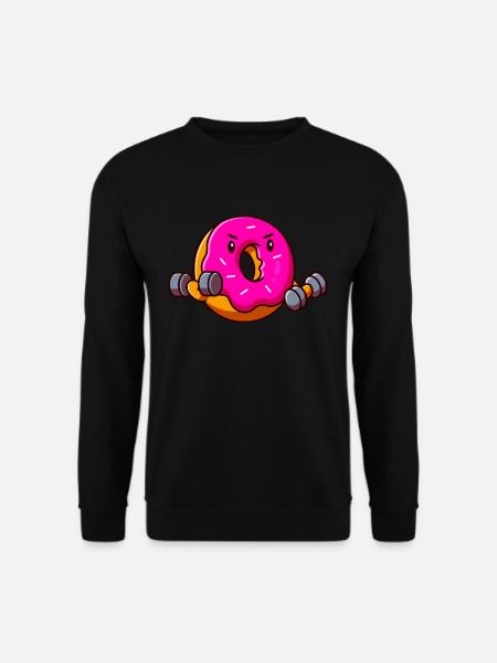 Hauska Fitness Donitsi Workout Painonnostaja - Unisex svetaripaita - musta